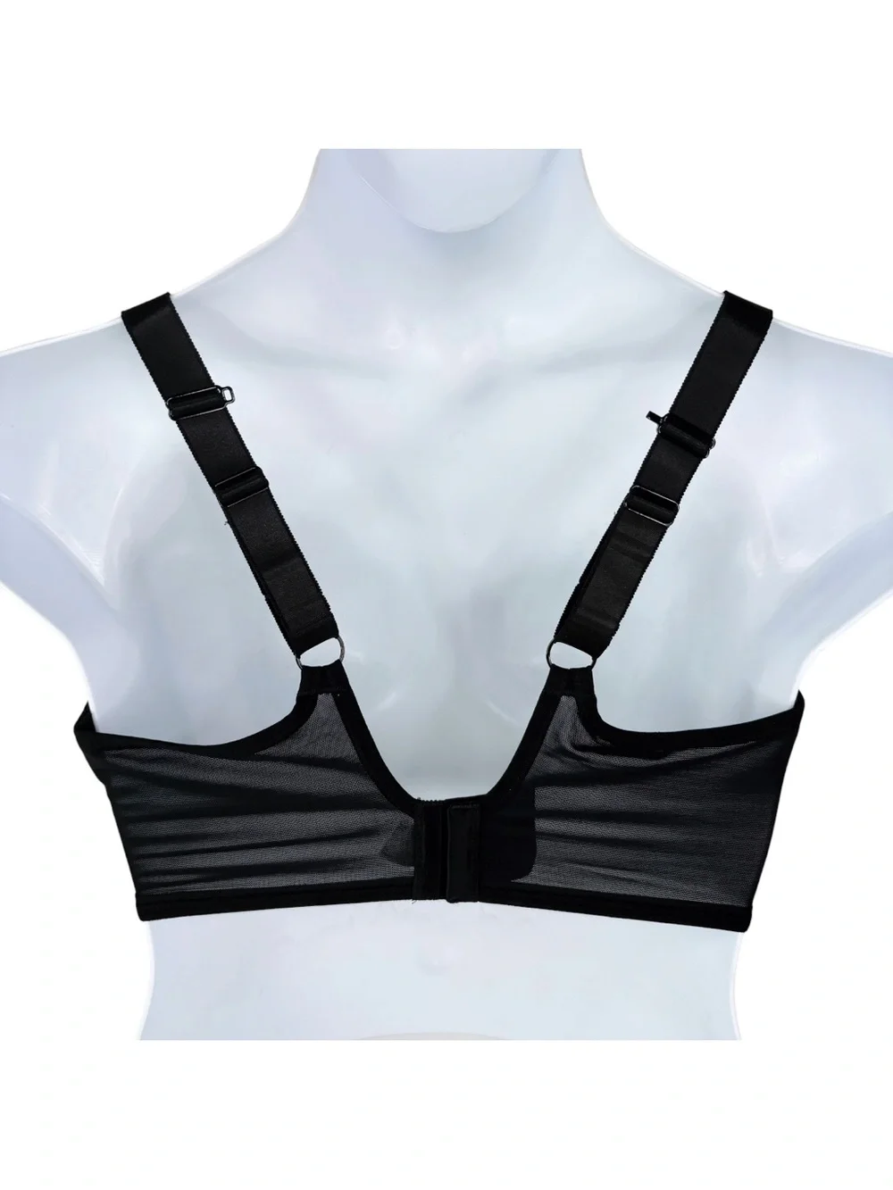 Elomi Tiernie Stretch Plunge Bra sz 36K (US) / 36H (UK) * Black Lace Mesh Lucie